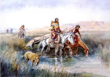 Charles Marion Russell Painting - indian women moving camp 1909 Charles Marion Russell